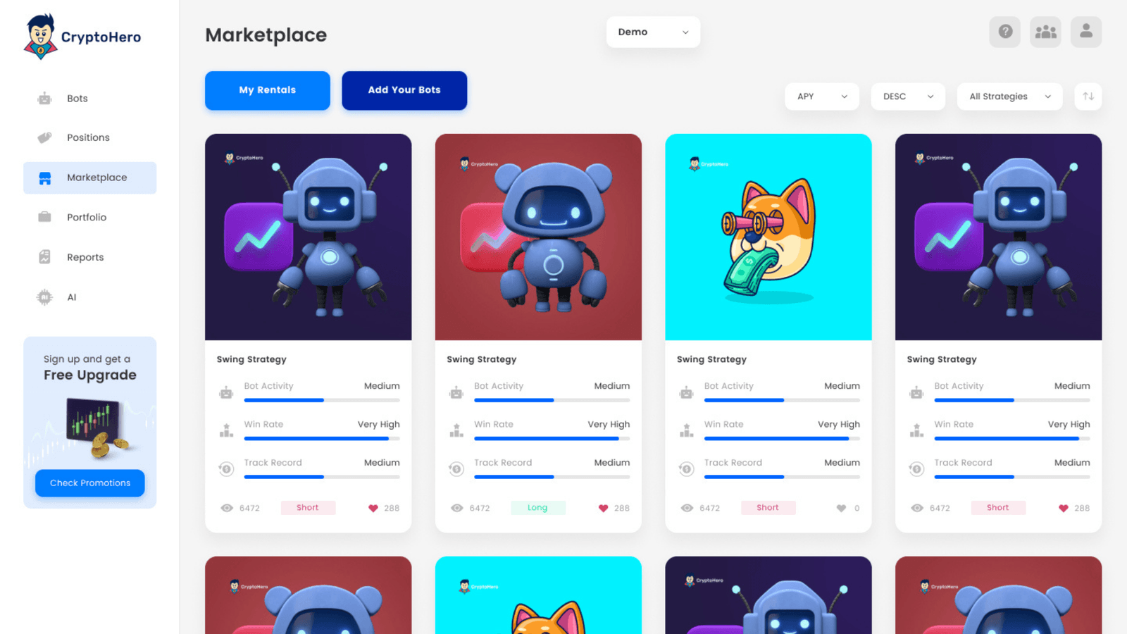 CryptoHero - Trade crypto 24/7 with automated bots 2 Trading bots