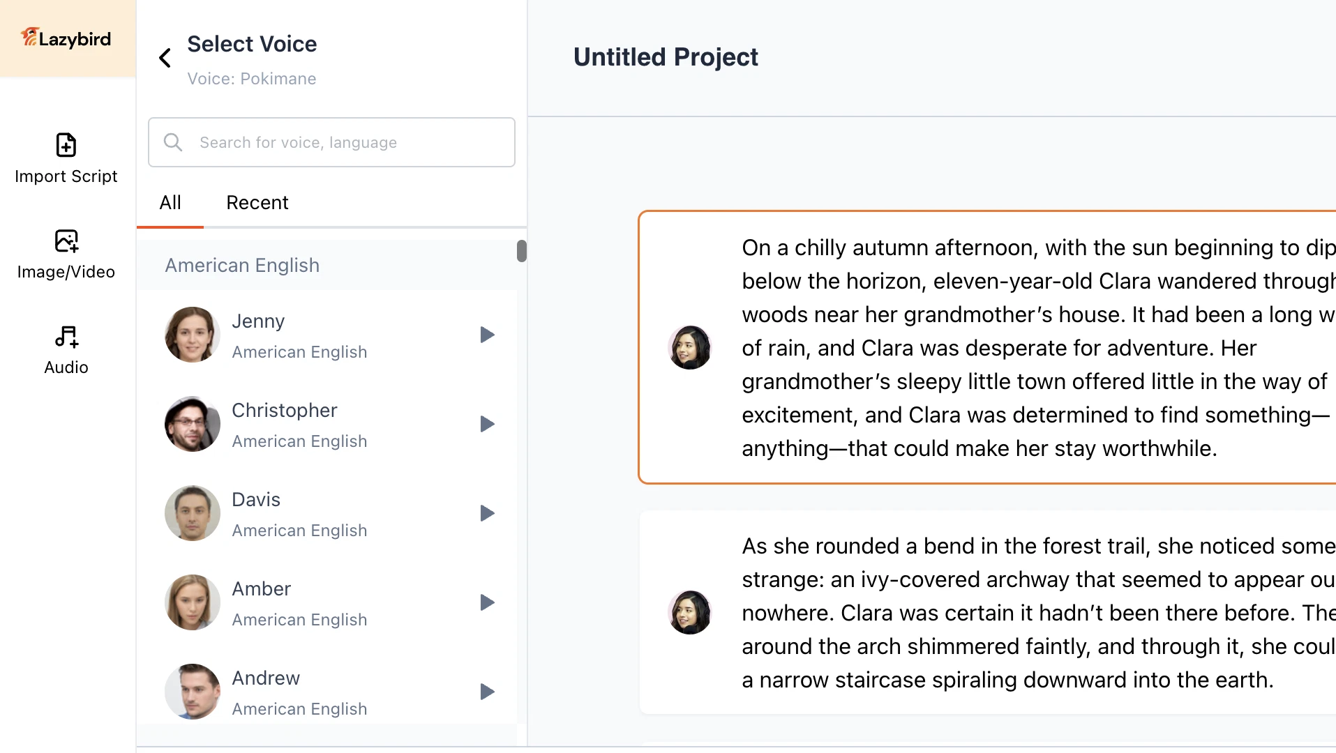 Lazybird - Craft Realistic AI Voiceovers for any project 2 AI voices