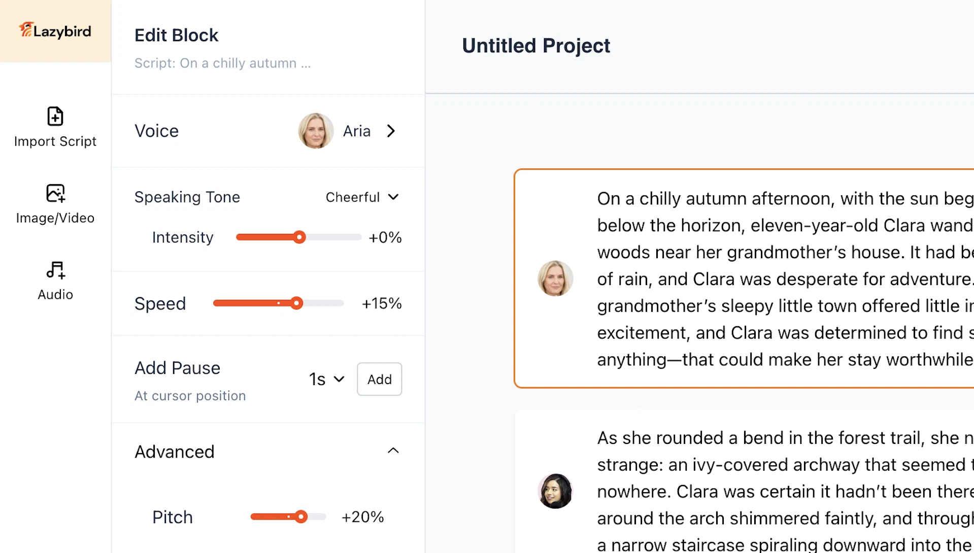 Lazybird - Craft Realistic AI Voiceovers for any project 4 Voice customization