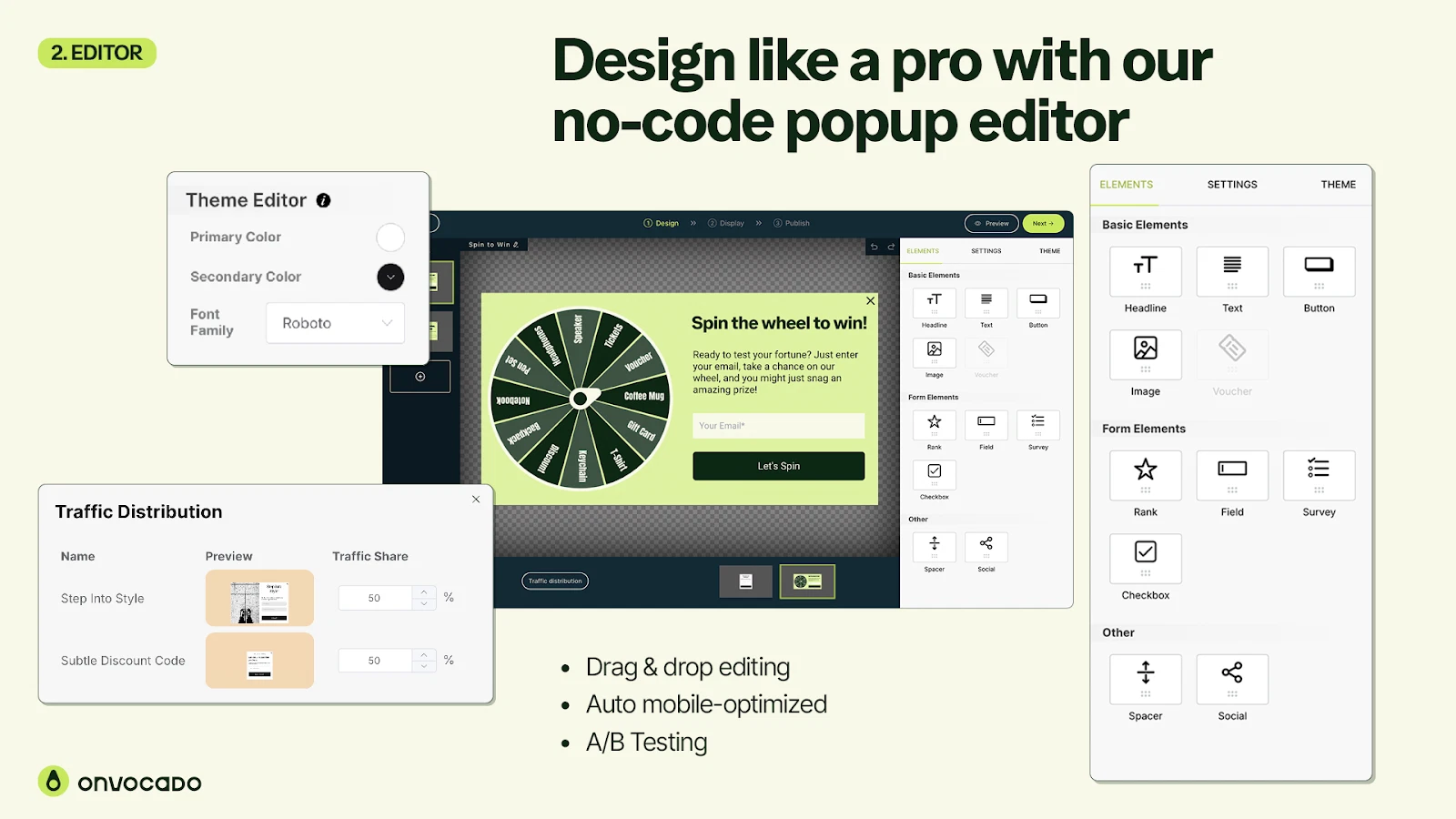 Onvocado - No-code pop-ups to boost engagement 3 Drag-and-drop editor