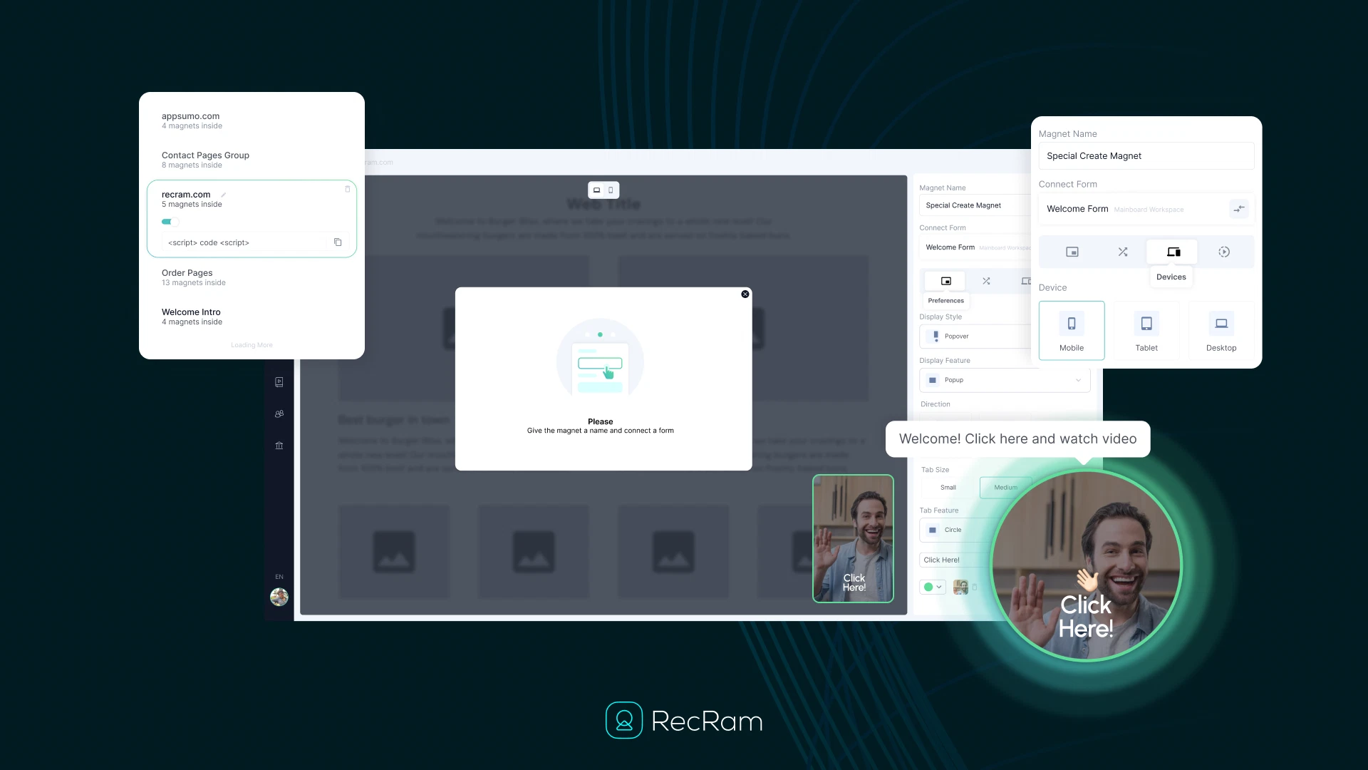 RecRam: AI-Powered Video Feedback Revolution 4 Customized site widget