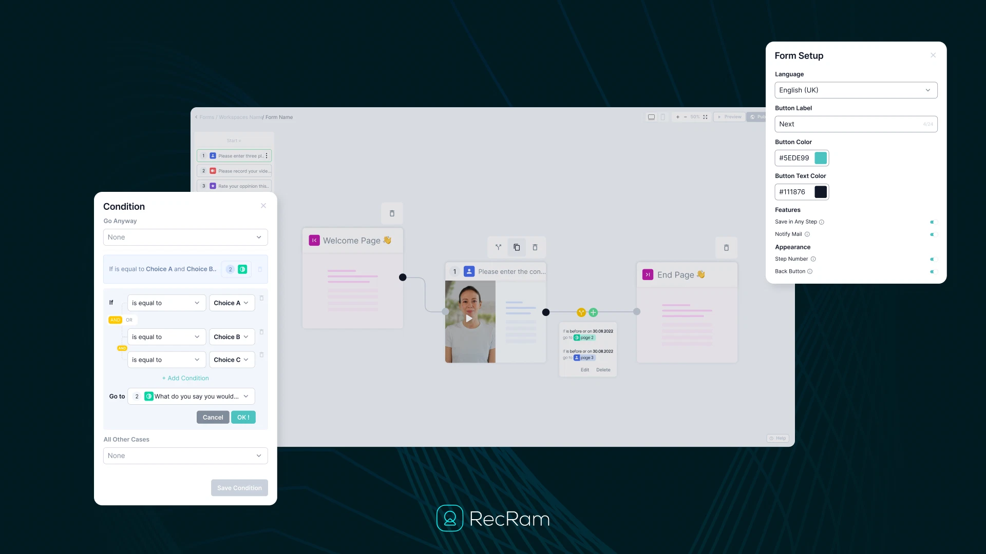 RecRam: AI-Powered Video Feedback Revolution 5 Drag-and-drop form builder