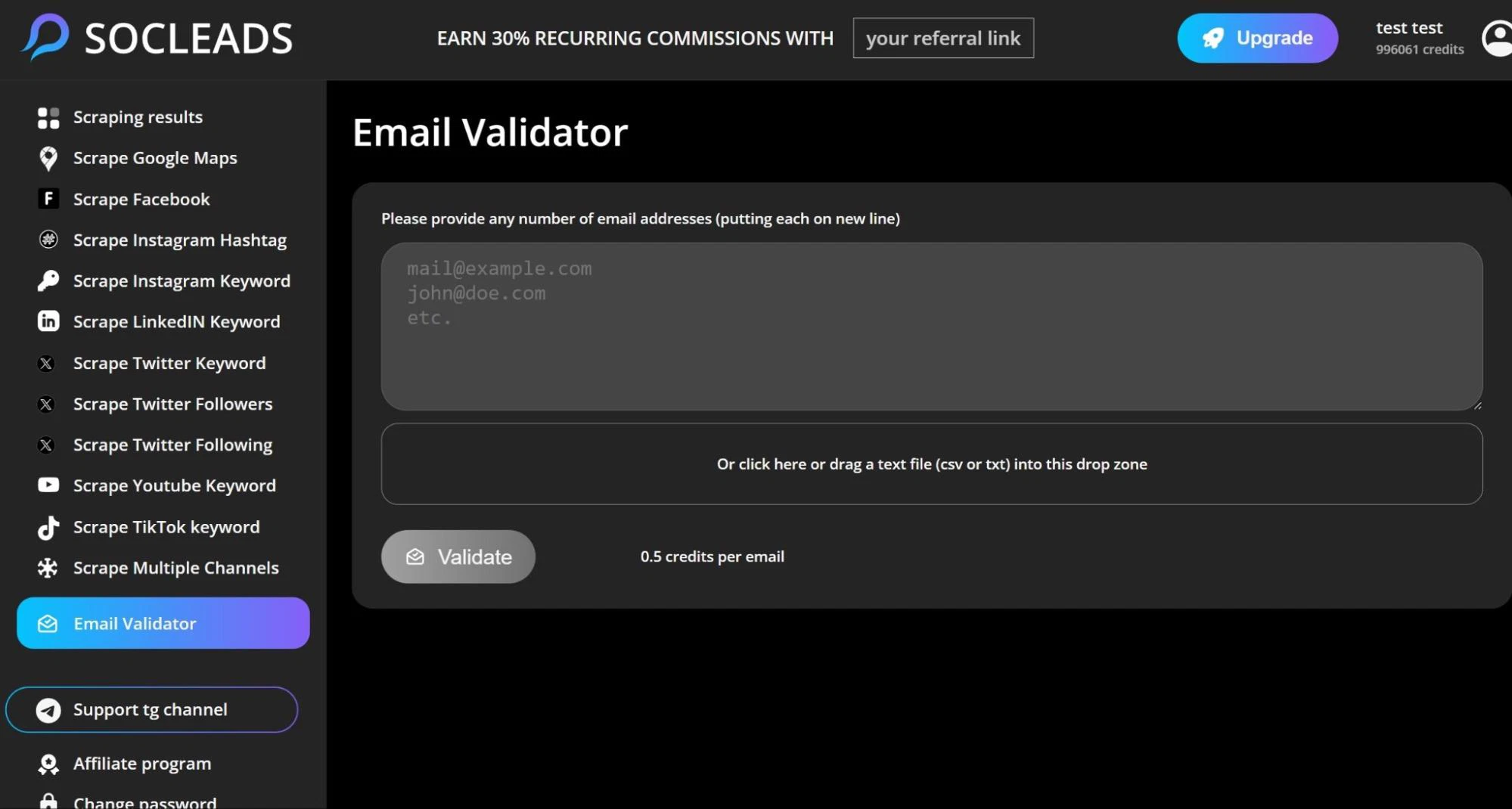 SocLeads: AI-Powered Email Scraping from Social Media and Maps 4 Validate emails